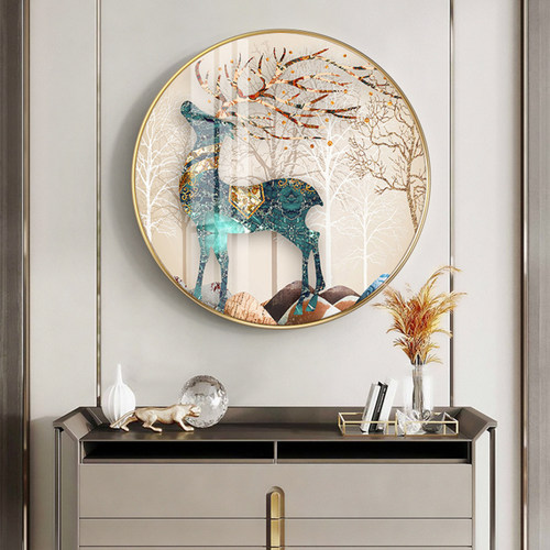 进门圆形抽象麋鹿风景玄关