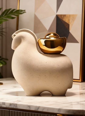 陶瓷新中式玄关博古架摆件装饰