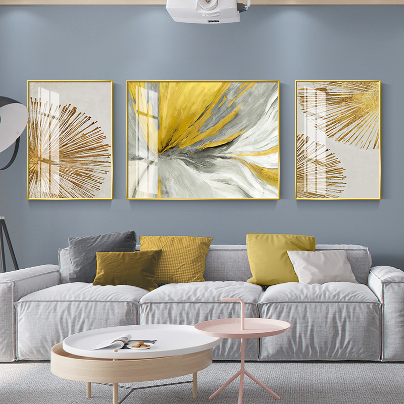 晶瓷画客厅装饰画北欧轻奢墙面挂画几何抽象酒店餐厅沙发背景墙画图片
