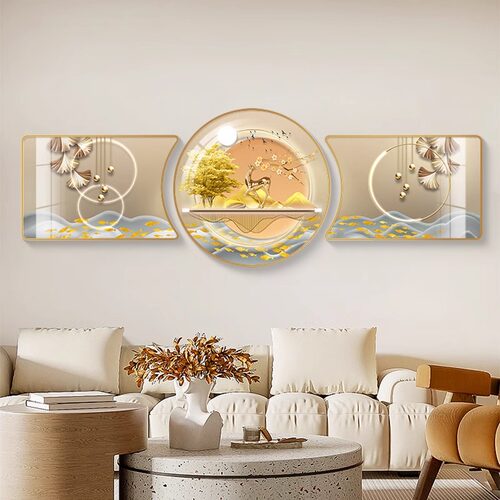 客厅装饰画大气三联画墙壁画