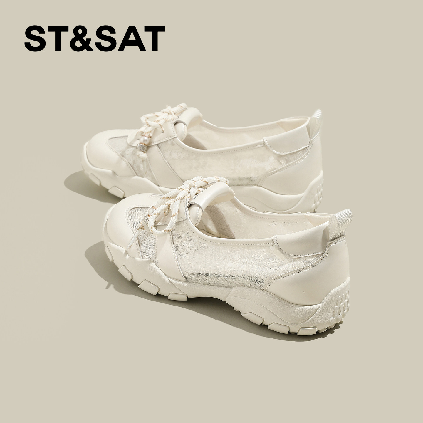 ST&SAT厚底玛丽珍女鞋透气一脚蹬