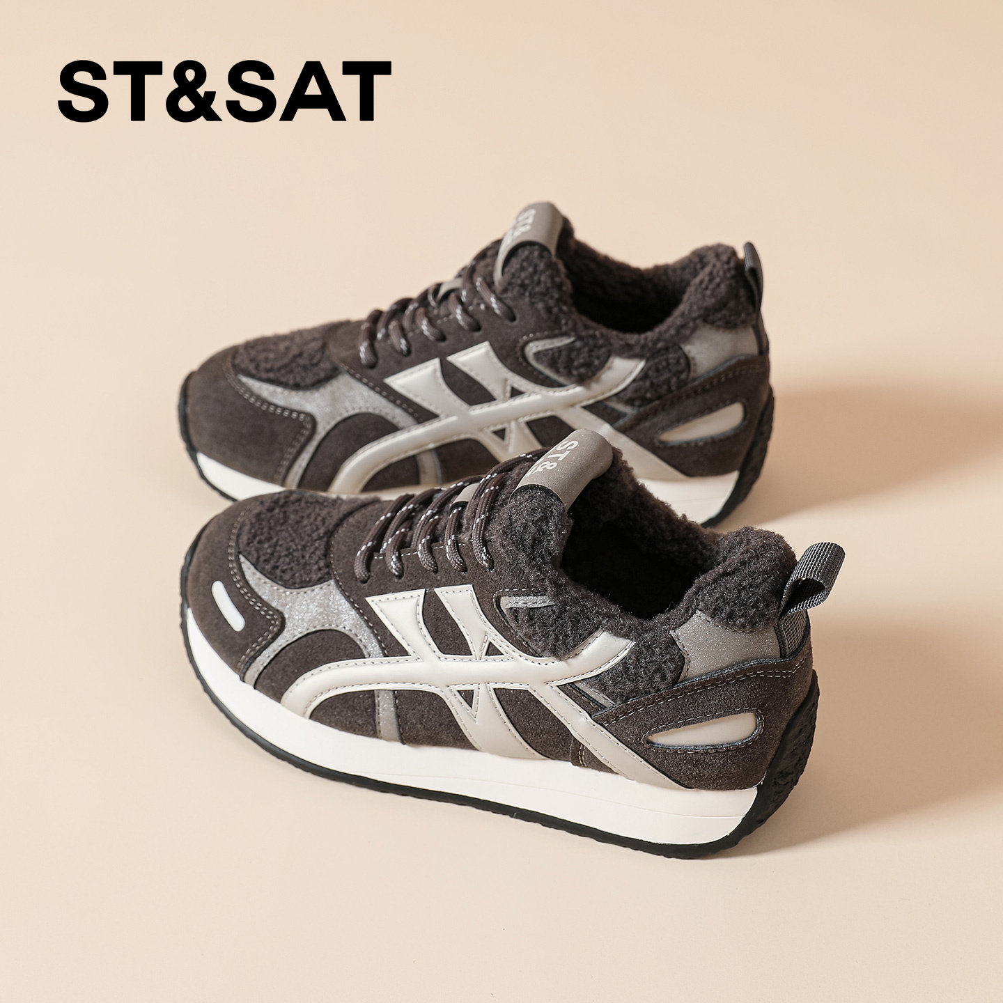 星期六复古德训鞋女2025秋冬加绒保暖厚底百搭阿甘鞋新款时尚毛毛,女鞋,德训鞋,淘宝优惠券,粉丝福利购,淘宝优惠卷