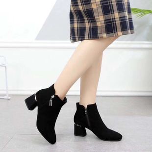 摩西米妮女靴2024冬靴子真皮磨砂皮加绒时尚靴子38码断码清仓特价