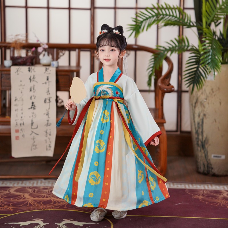 汉服女童2023新款夏季古装超仙女款儿童夏款古风小女孩公主裙夏装