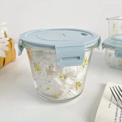 高硼硅印花密封保鲜玻璃饭盒微波炉冰箱可用上班族学生家用保鲜碗