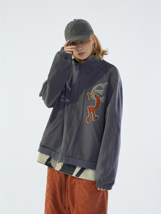 长袖 ERROR CODE 宽松牛仔绒立领夹克女休闲刺绣潮外套秋季 男时尚