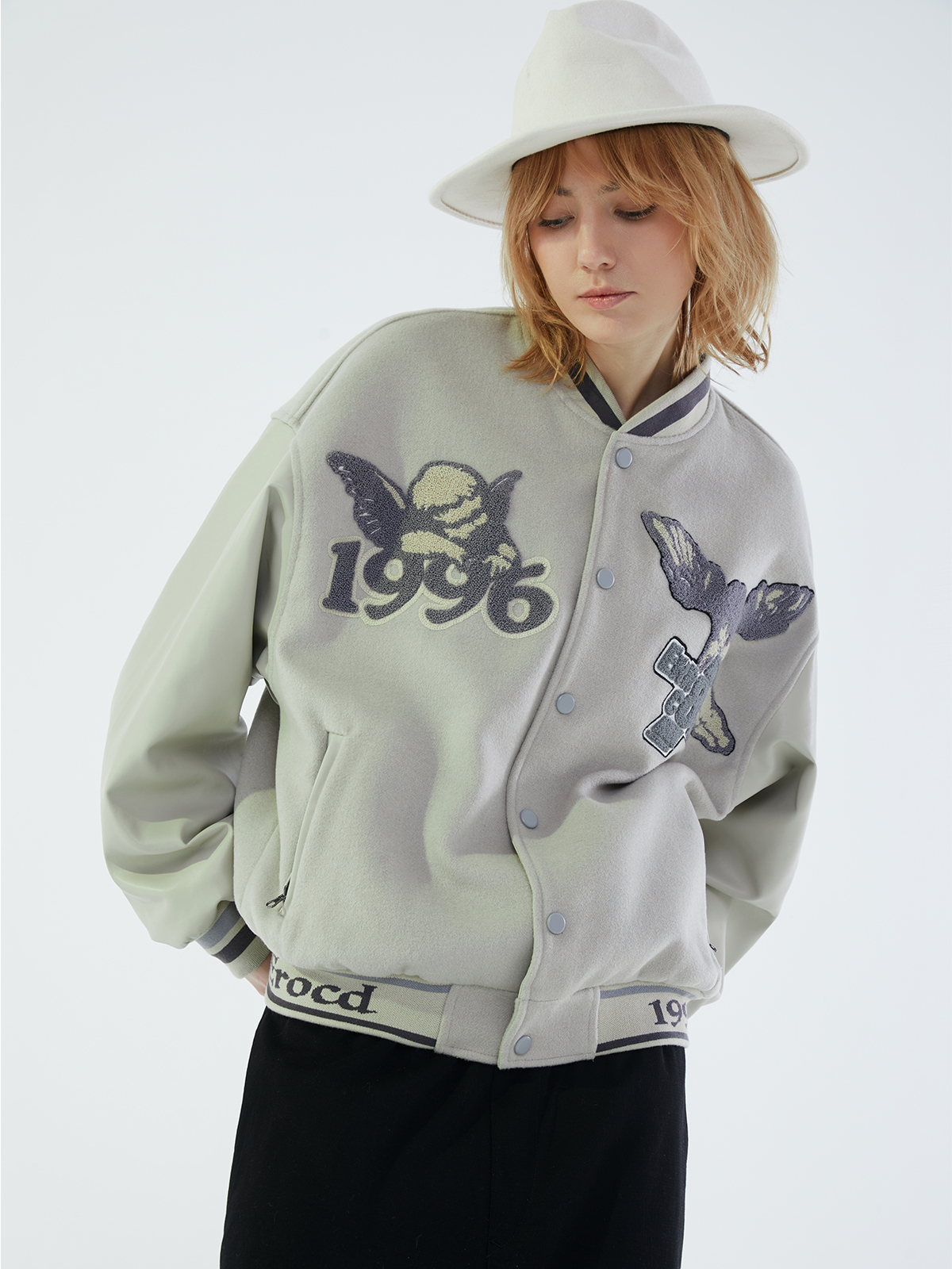 春季清新宽松纯色毛巾刺绣棒球服