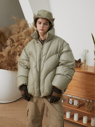 ERRORCODErobot废土风格可拆卸袖异形绗线90白鸭绒羽绒服保暖中性