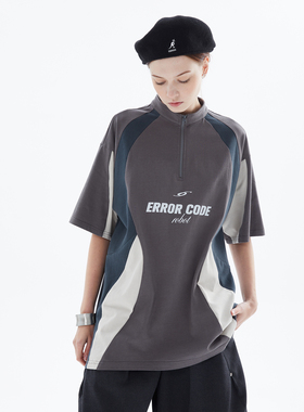 EROCD 23SS弧线几何拼接T恤运动感短袖宽松上衣夏季青少年潮牌