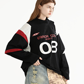 ERRORCODErobot红黑白拼接号码 球衣小高领可拆卸长短袖 T恤