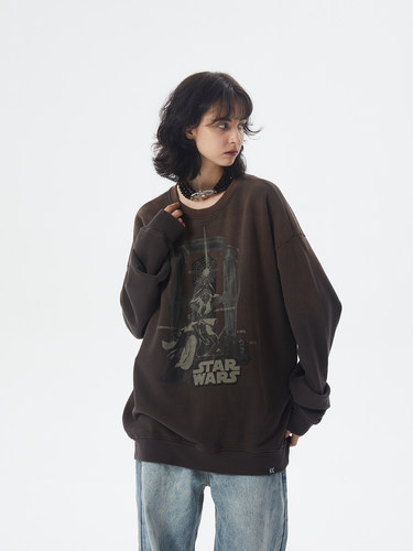 厚款宽松街头星际战争印花卫衣