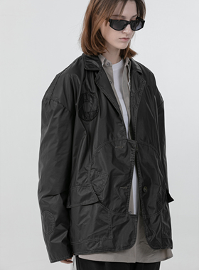 ERROR CODE 黑色廓形西装外套男士休闲潮牌街头夹克上衣秋季薄款