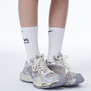 ERRORCODErobot黑白双色边缘相框感刺绣品牌LOGO粗纹中筒棉袜