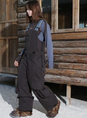 ERRORCODErobot印章画灰色连体工装背带裤滑雪个性保暖长裤
