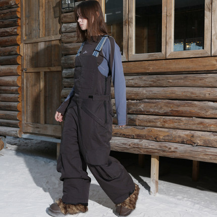 ERRORCODErobot印章画灰色连体工装背带裤滑雪个性保暖长裤