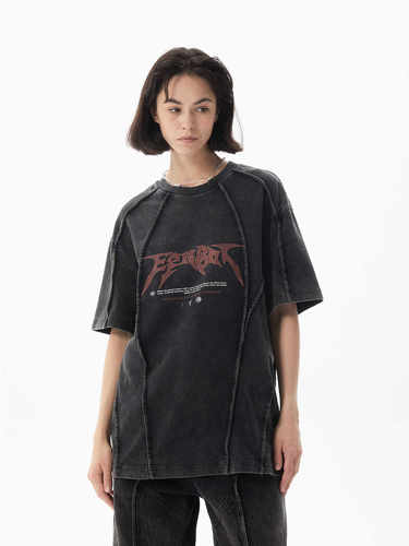 黑色短袖水洗T恤ERRORCODEROBOT