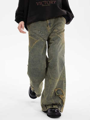 阔腿美式水洗机械感直筒裤ERRO