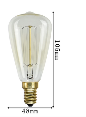 st48复古茶色钨丝灯泡e27琥珀色e14st58st64吊钟泡奶嘴跑工业风灯