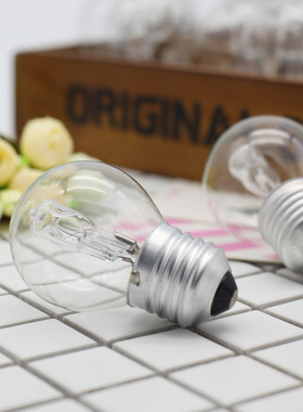 保温柜陈列柜专用耐高温钨丝卤素灯泡黄光e27烤箱球泡中泡28w42W