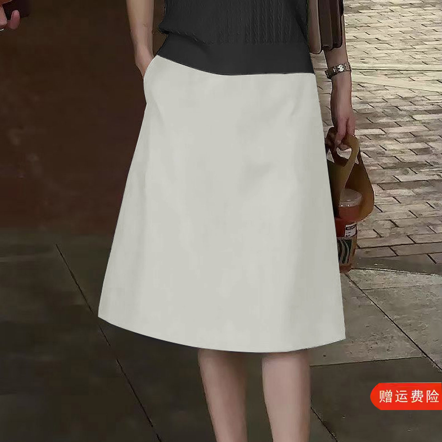 A字裙半身裙中裙高腰口袋包臀裙小个子减龄百搭西装裙大码工作裙