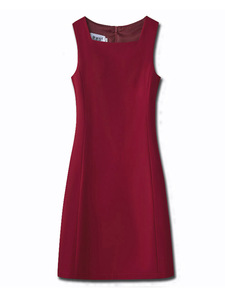 酒红无袖连衣裙女春夏新款小个子OL通勤西装裙高腰修身显瘦包臀裙