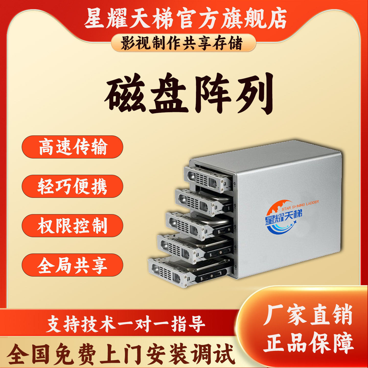 磁盘阵列多人高速共享网络存储空间不卡顿光纤万兆企业级存储设备