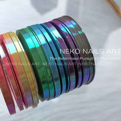 NEKONK幻彩霓虹多尺寸美甲线条贴