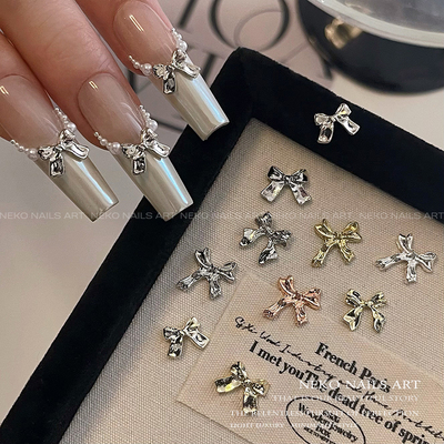 NEKONK飘带金属蝴蝶结美甲饰品