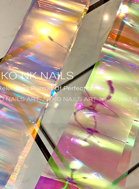 NEKO NK美甲极光玻璃纸 幻彩镭射糖果纸七彩透色镜面日式贴纸饰品