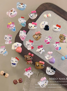 NEKO NK「可爱Hellokitty」黑皮凯蒂猫玉桂狗蝴蝶结 卡通美甲饰品