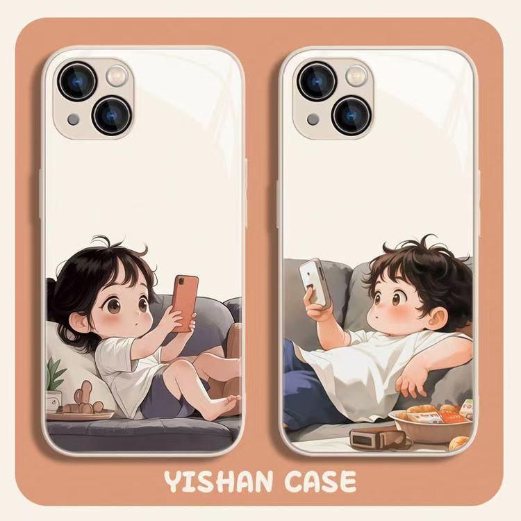 适用于苹果14promax情侣手机壳新款iPhone15plus摆烂男女孩13pro
