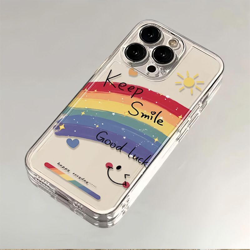 彩虹笑脸适用于苹果15PROMax/14/13/12太空壳硅胶可爱潮iPhoneXS手机壳