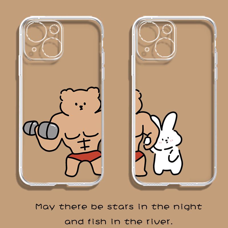 肌肉小狗兔子情侣手机壳适用苹果15华为mate60荣耀小米OPPOvivos9