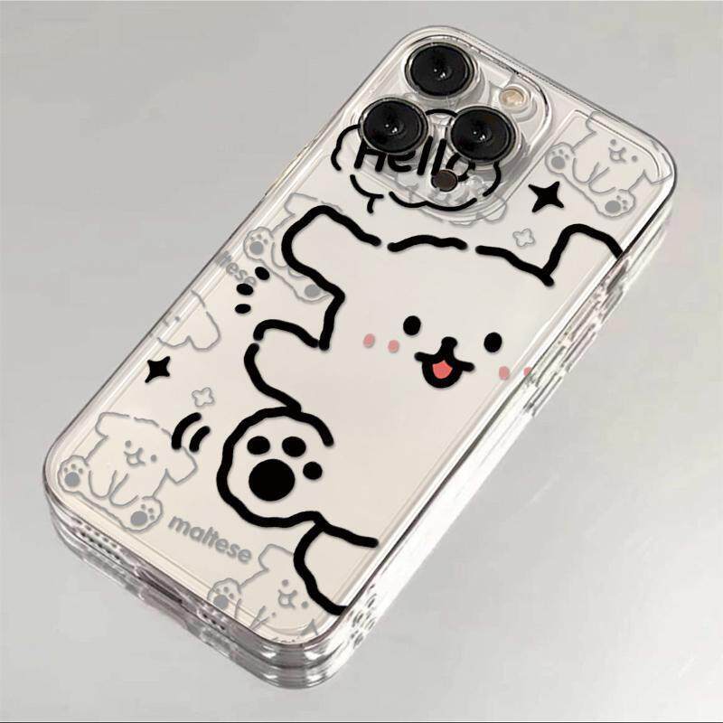ins素描线条小狗适用于 iPhone15便宜14promax手机壳苹果13/12/11软xr套