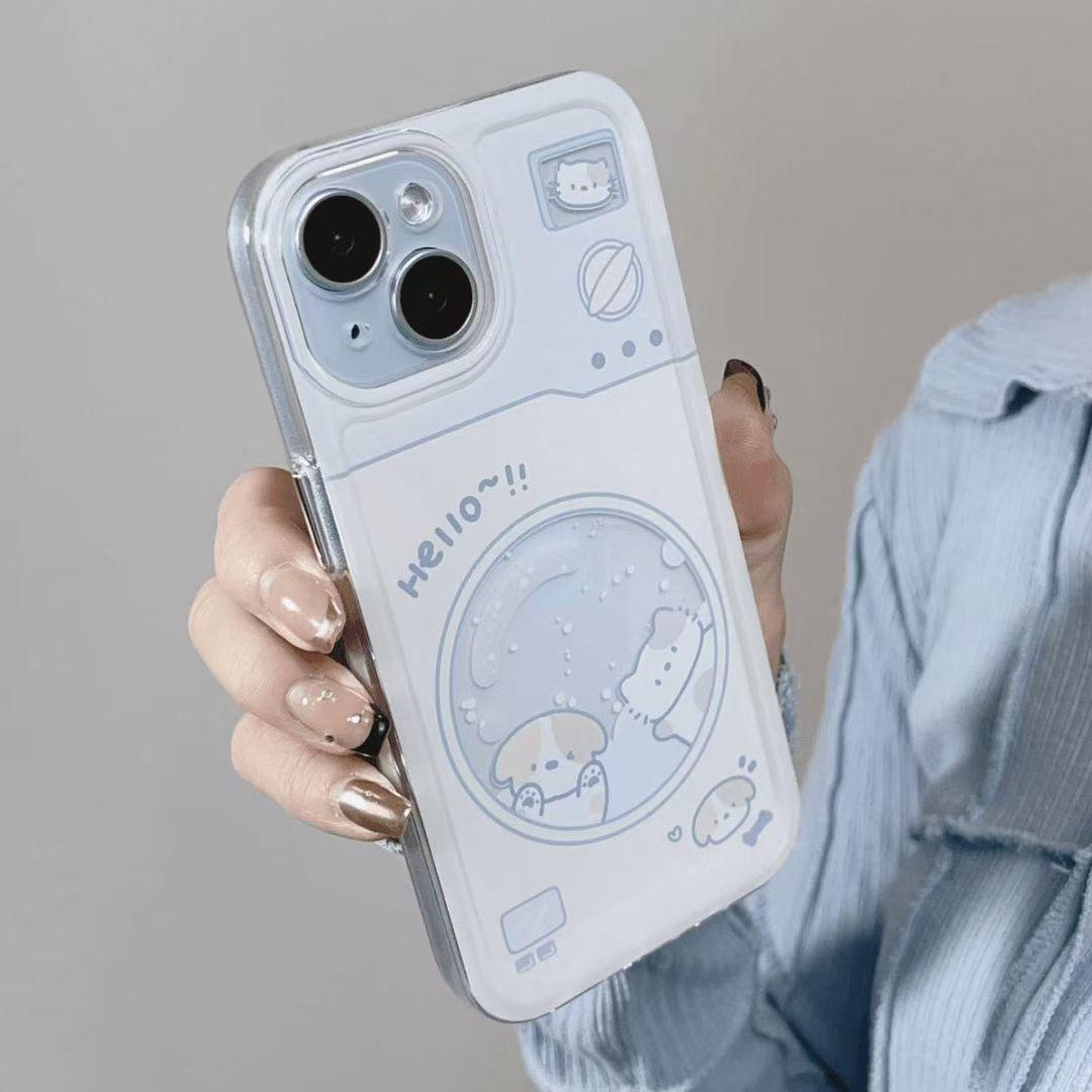 洗衣机小狗小猫适用于苹果15iPhone14手机壳苹果x硅胶12软11全包13pro保护套透明壳