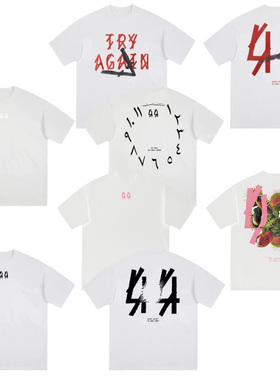 Anyma44潮牌techno电音周边白色纯棉印花短袖T恤美式宽松250g