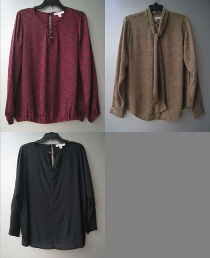 美国品牌 妹家 女装涤纶碎花长袖套头衬衫 梭织布
