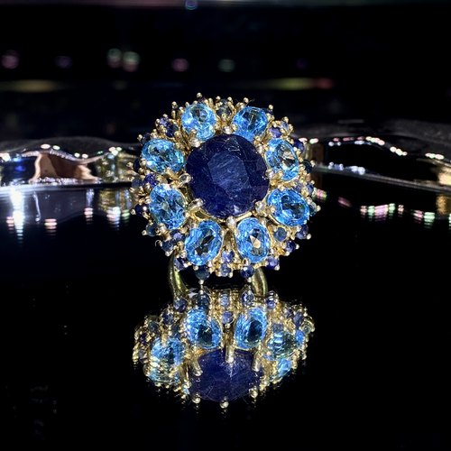 泰国工艺蓝宝石多宝蓝托帕戒指