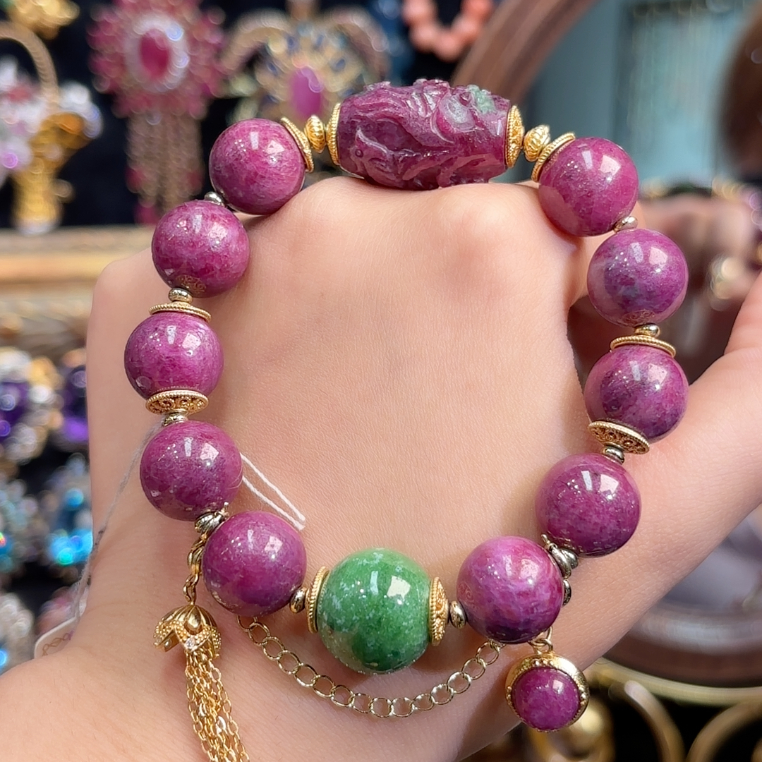 福利红宝石翡翠手链