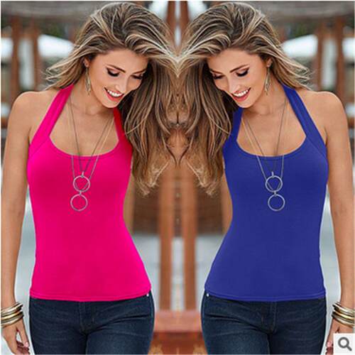 Solid color tight sleeveless halter halter 纯色紧身吊带背心