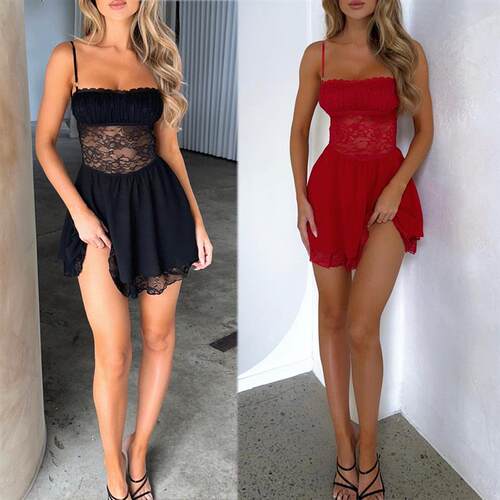 New strap lace sexy spicy girl short skirt dress