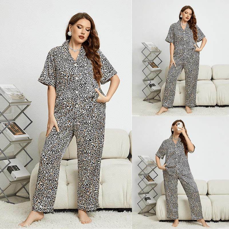 Summer Home wear suit fat women plus size pajamas 大码睡衣女