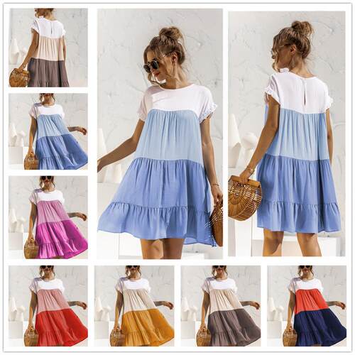 Solid Garden Neck Loose fitting Dress 纯色园领宽松连衣短裙女