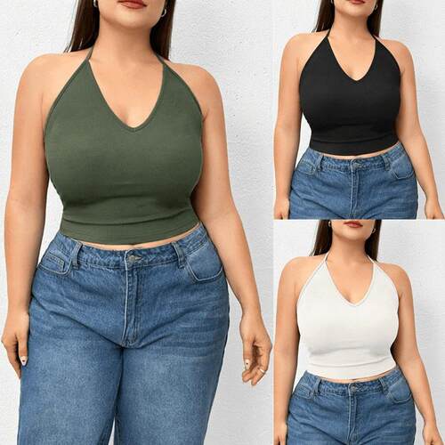 Womens summer sexy halter top big size lady Vest 挂脖吊带衫