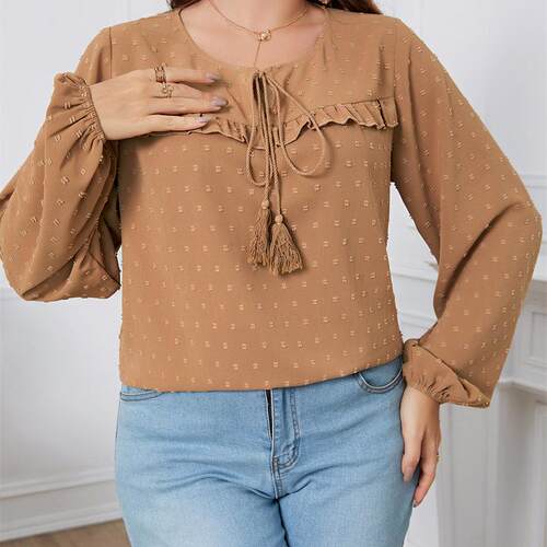 plus size womens blouse long sleeves fat women tops大码上衣
