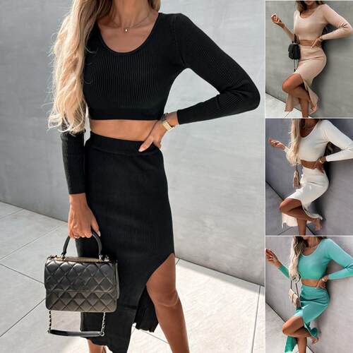 Womens fashion sexy split skirt twopiece set 时尚性感长裙