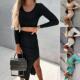 fashion 时尚 sexy skirt Womens set split twopiece 性感长裙