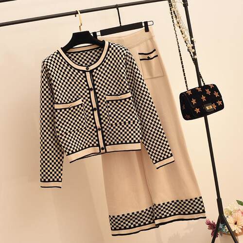 Autumn winter leisure women knit suit loose pants two piece