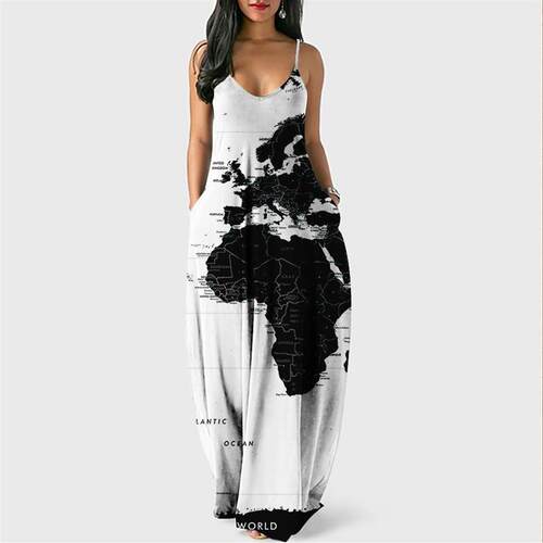 Cool camisole long dress map dress