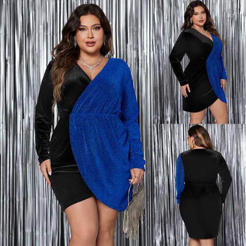 Plus Size Women Vneck Long Sleeve Dress 2024 Party dresses